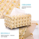 Crystal Tissue Box Nordic Fashionable Office Table Napkins Storage Box Bar Gold Diamond Holder Living Room Bedroom Decor Gift