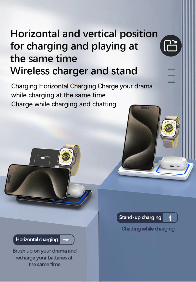 Carregador Sem Fio 3 em 1 30W iPhone/Apple Watch/AirPods