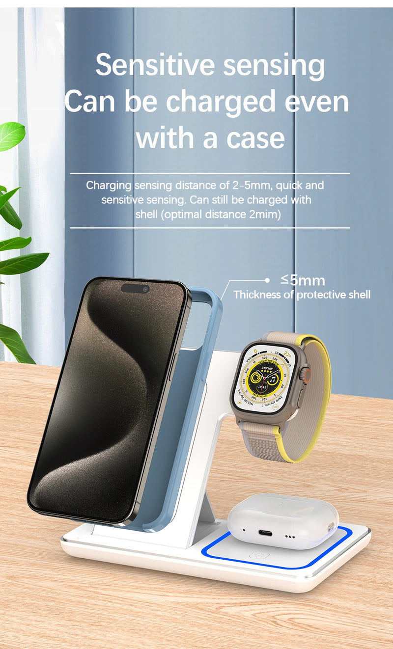Carregador Sem Fio 3 em 1 30W iPhone/Apple Watch/AirPods