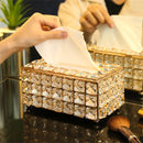 Crystal Tissue Box Nordic Fashionable Office Table Napkins Storage Box Bar Gold Diamond Holder Living Room Bedroom Decor Gift