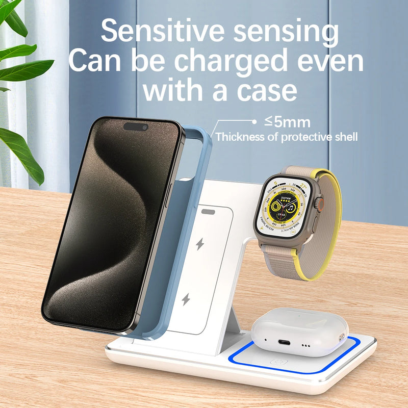 Carregador Sem Fio 3 em 1 30W iPhone/Apple Watch/AirPods