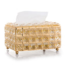 Crystal Tissue Box Nordic Fashionable Office Table Napkins Storage Box Bar Gold Diamond Holder Living Room Bedroom Decor Gift
