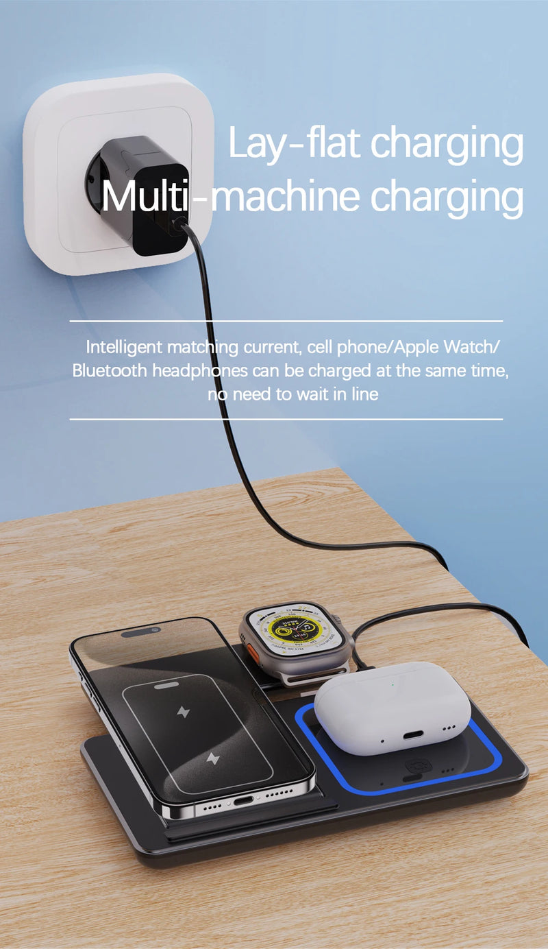 Carregador Sem Fio 3 em 1 30W iPhone/Apple Watch/AirPods