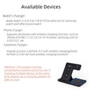 Suporte de carregamento rápido sem fio LED 30W 3 em 1, estação de carregamento dobrável para iPhone 15, 14, 13, 12, 11, Apple Watch 9, 8, 7, 6, 5 e AirPods Pro.