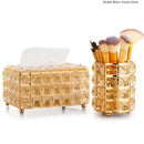 Crystal Tissue Box Nordic Fashionable Office Table Napkins Storage Box Bar Gold Diamond Holder Living Room Bedroom Decor Gift