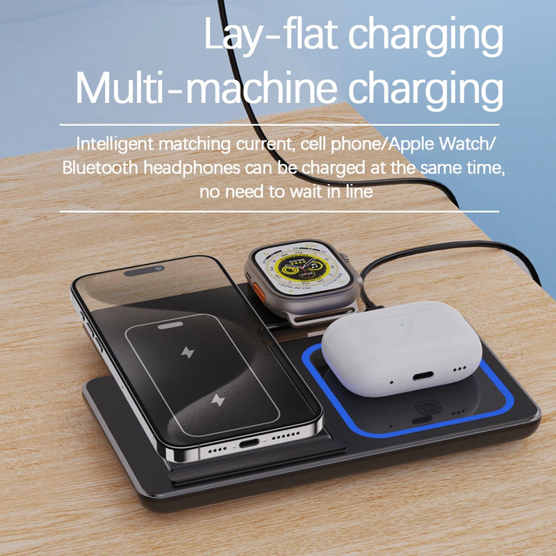 Carregador Sem Fio 3 em 1 30W iPhone/Apple Watch/AirPods