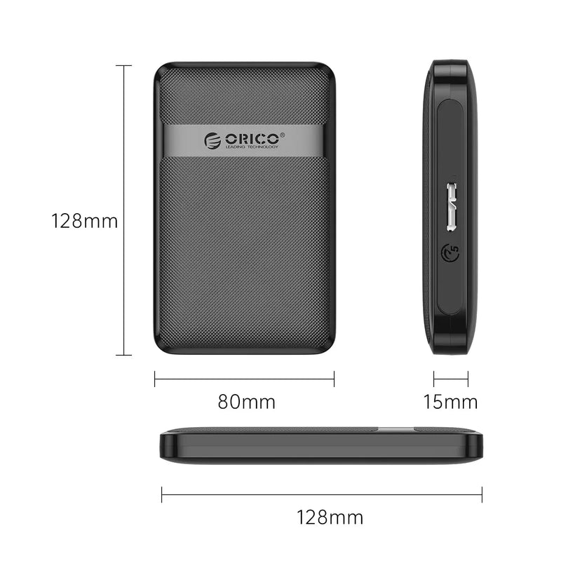 ORICO HDD Case 2.5 Inch SATA to USB3.0/Type-C HDD Enclosure 6Gbps Max USB-C External SATA HDD Enclosure Support Auto-Sleep