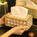 Crystal Tissue Box Nordic Fashionable Office Table Napkins Storage Box Bar Gold Diamond Holder Living Room Bedroom Decor Gift